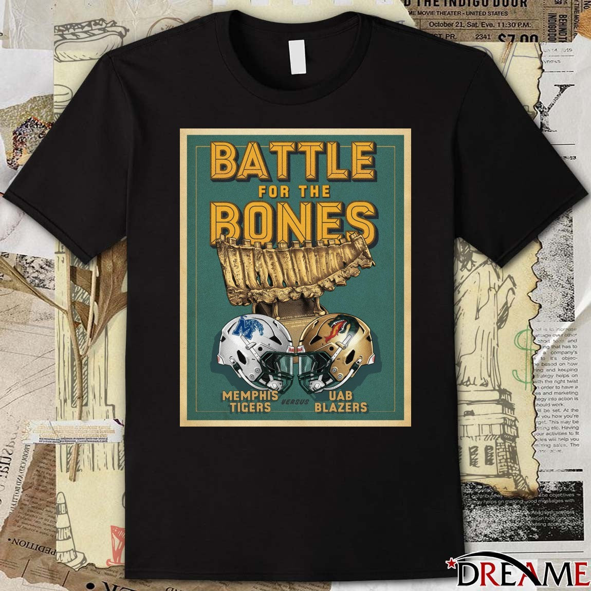 Battle For The Bones Memphis Tigers Vs UAB Blazers 2025 It’s Bones Week Poster t-shirt
