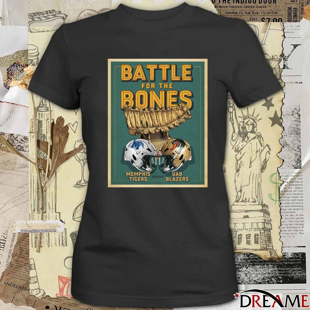 Battle For The Bones Memphis Tigers Vs UAB Blazers 2025 It’s Bones Week Poster t-shirt