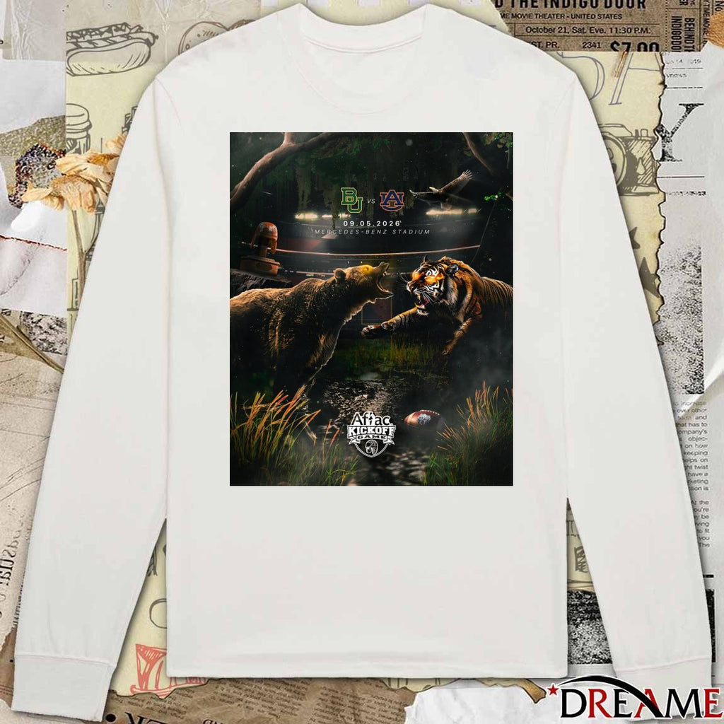 Baylor Bears Vs Auburn Tigers 2026 Aflac Kickoff Game September 5, 2026, at Mercedes-Benz Stadium Poster t-shirt