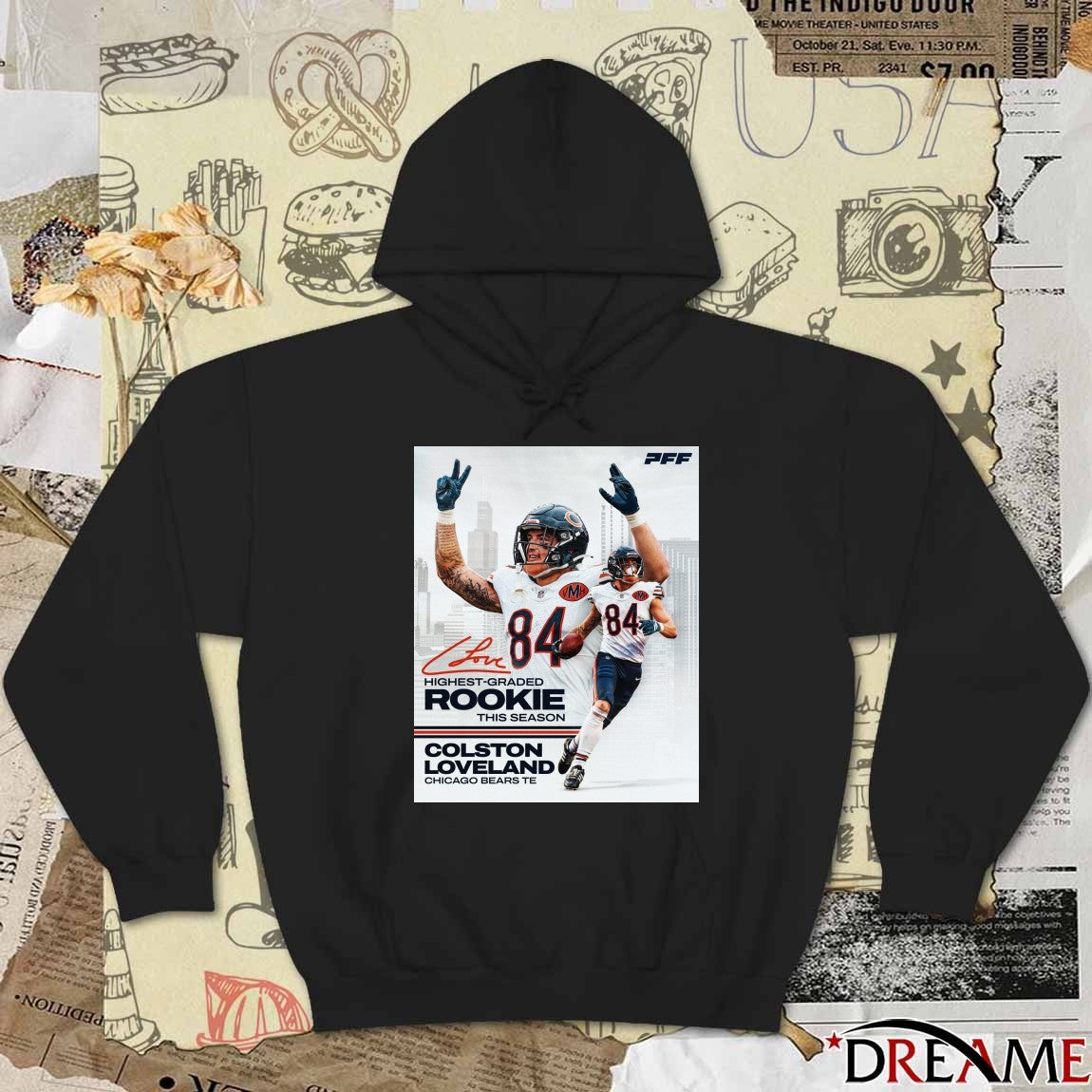 Bears TE Colston Loveland PFF’s Highest-graded Rookie This Season Signature Poster t-shirt