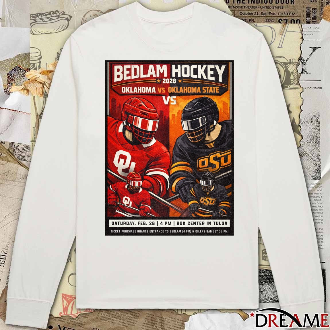 Bedlam Hockey 2026 Oklahoma Vs Oklahoma State February 28 2026 Bok Center In Tulsa Poster t-shirt