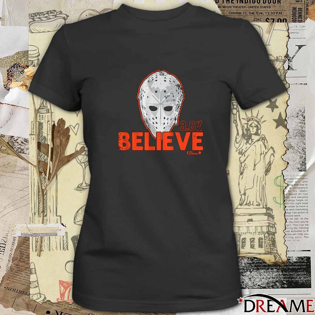Bernie Parent 3.8% Believe Mask Philadelphia Flyers Hockey t-shirt