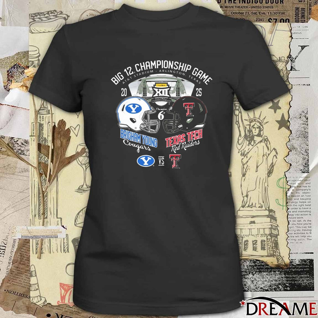 Big 12 Championship Game At&t Stadium Arlington, Texas 2025 BYU Cougars Vs Texas Tech Red Raiders t-shirt