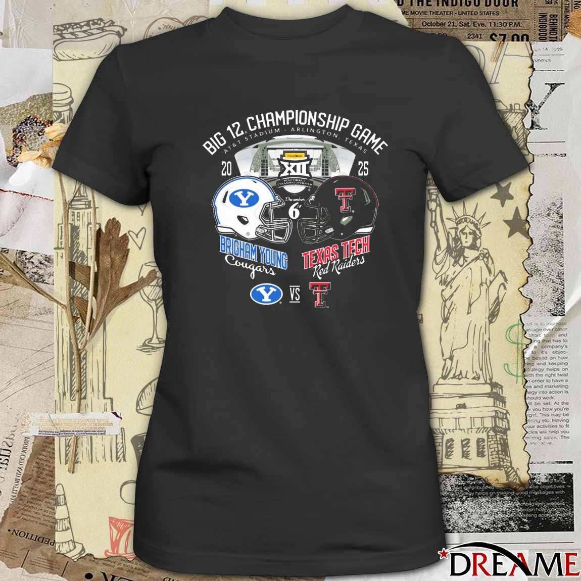 Big 12 Championship Game At&t Stadium Arlington, Texas 2025 BYU Cougars Vs Texas Tech Red Raiders t-shirt