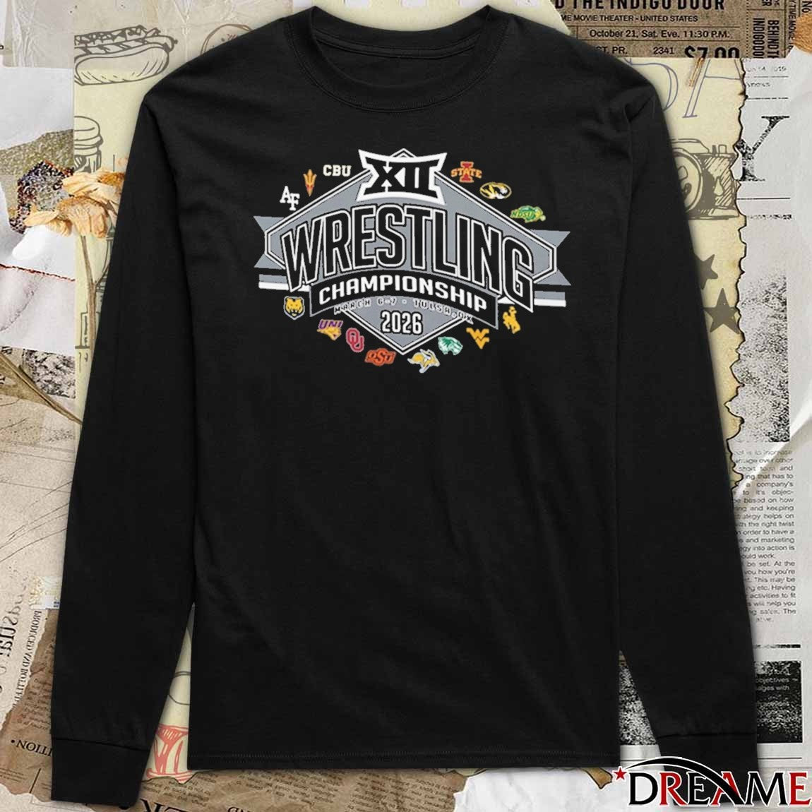 Big 12 Wrestling Championship March 6-7, 2026 Tulsa, Oklahoma All Team Logo t-shirt