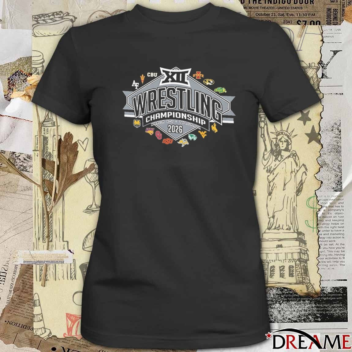 Big 12 Wrestling Championship March 6-7, 2026 Tulsa, Oklahoma All Team Logo t-shirt