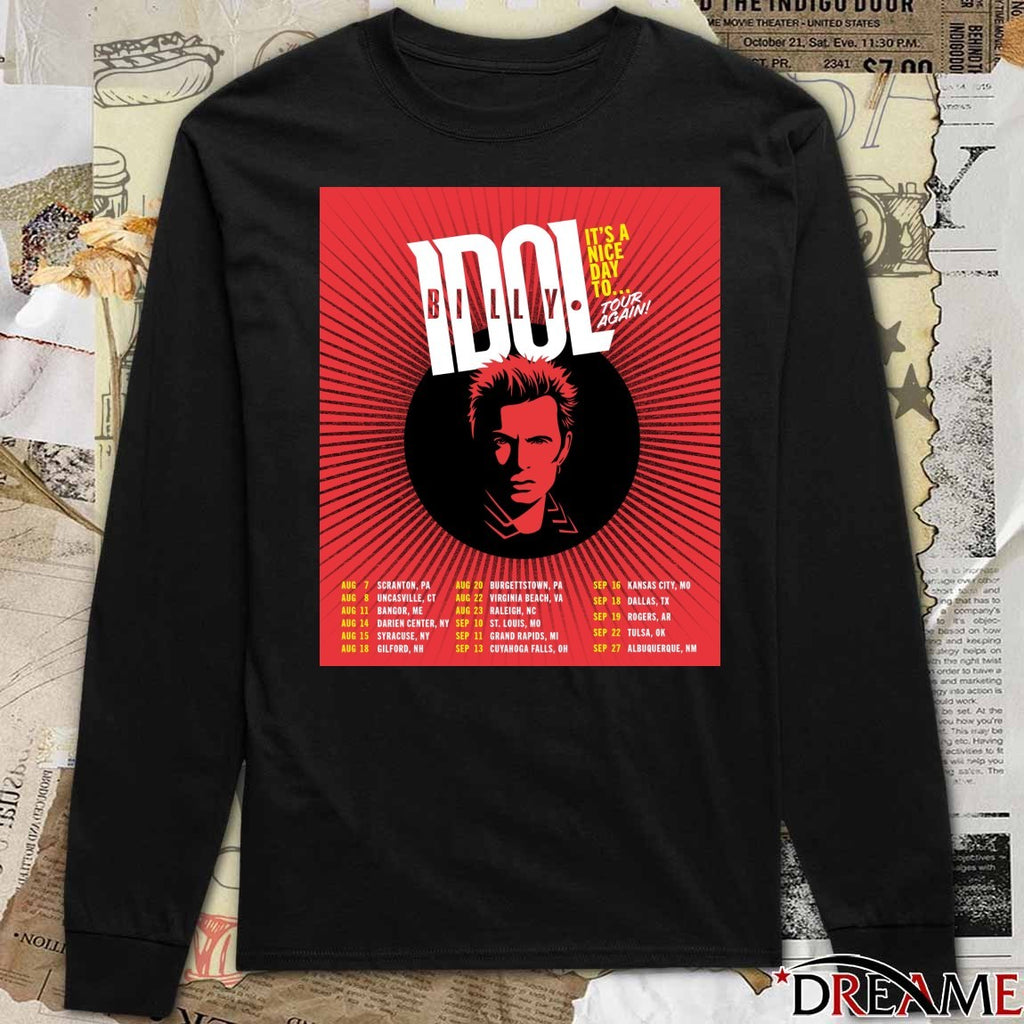 Billy Idol It’s A Nice Day To Tour Again Aug 7 – Sep 27 2026 Schedule Poster Music t-shirt