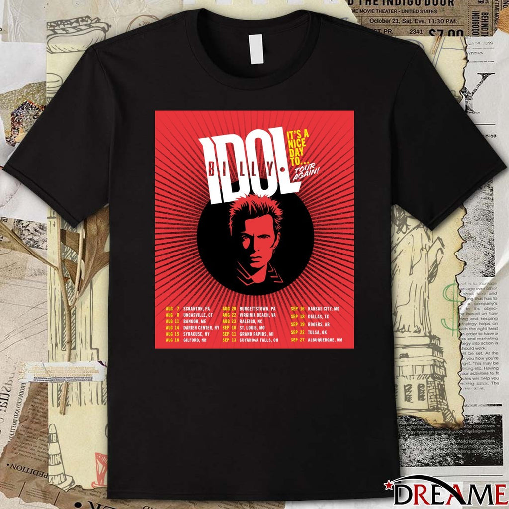 Billy Idol It’s A Nice Day To Tour Again Aug 7 – Sep 27 2026 Schedule Poster Music t-shirt