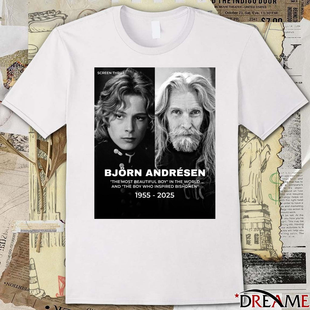 Björn Andrésen The Most Beautiful Boy In The World Has Died At Age 70 1955-2025 Poster t-shirt