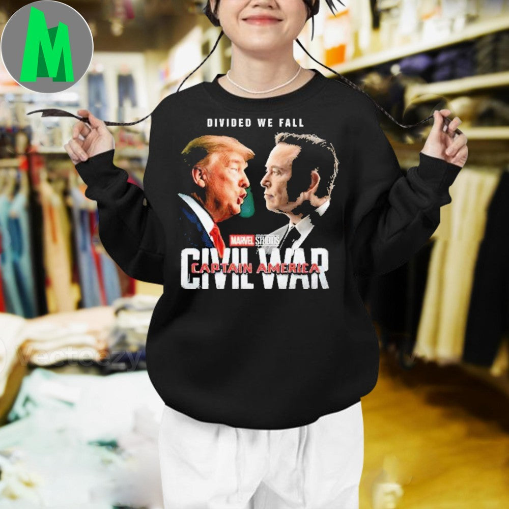 Black Donald Trump vs Elon Musk Civil War Parody Political Fan T-Shirt