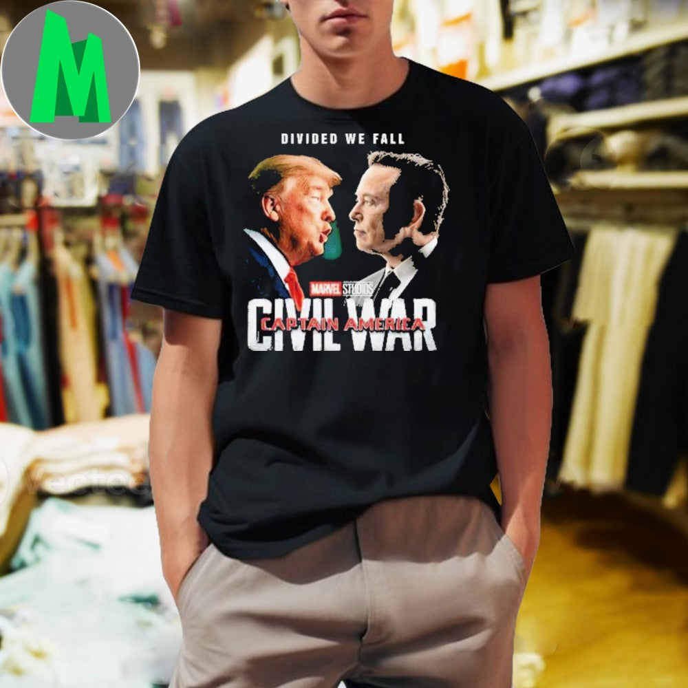 Black Donald Trump vs Elon Musk Civil War Parody Political Fan T-Shirt