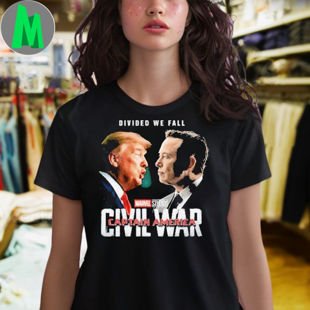 Black Donald Trump vs Elon Musk Civil War Parody Political Fan T-Shirt