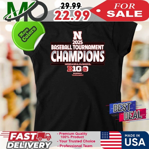 Blue 84 Scarlet Nebraska Huskers 2025 Big Ten Baseball Conference Tournament Champions Fan Shirt