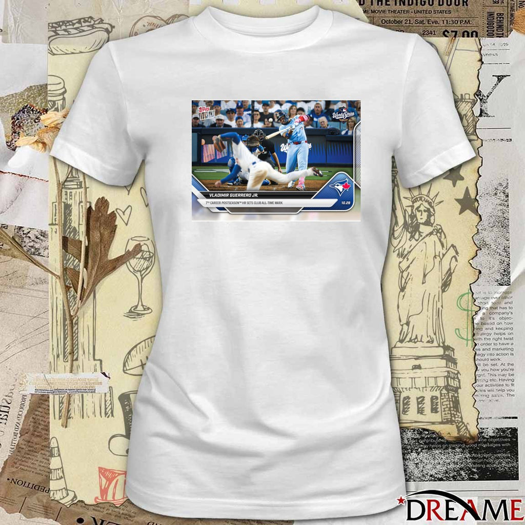 Blue Jays Vladimir Guerrero Jr. 2025 MLB Topps 7th Career Postseason HR Sets Club All-Time Mark t-shirt