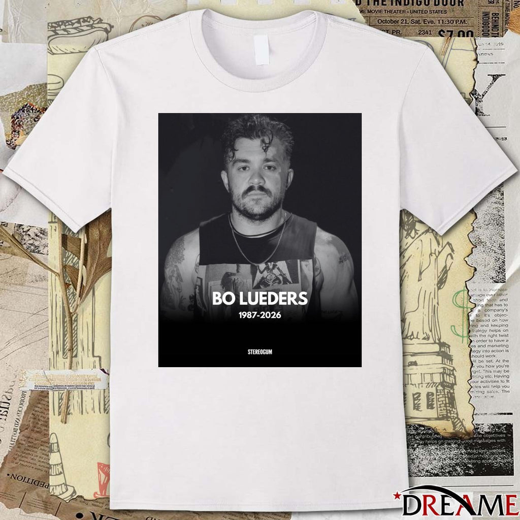 Bo Lueders 1987-2026 Stereogum t-shirt