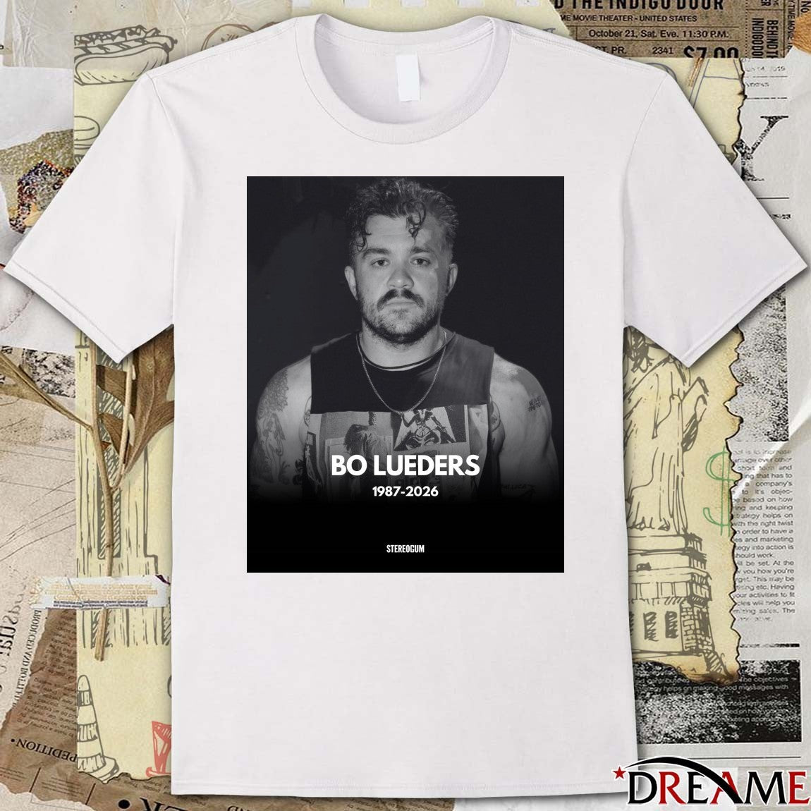 Bo Lueders 1987-2026 Stereogum t-shirt