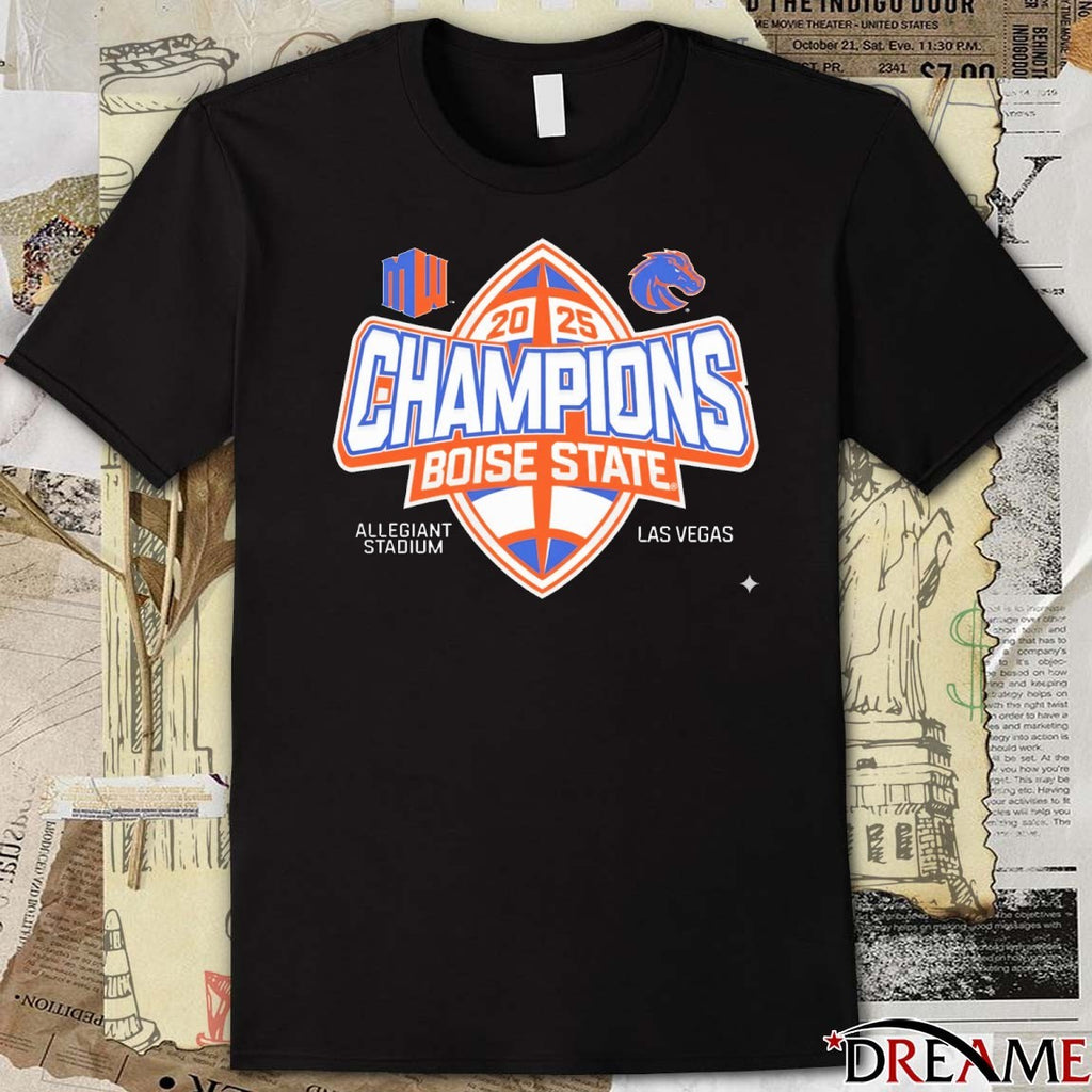 Boise State Broncos 2025 Mountain West Football Champions Allegiant Stadium Las Vegas t-shirt