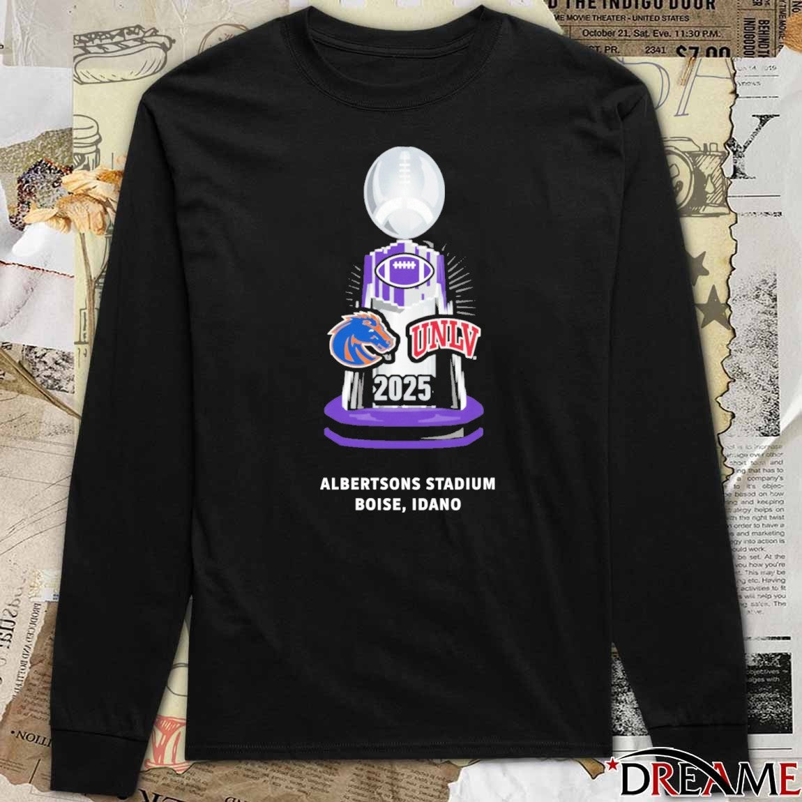 Boise State Broncos Vs UNLV Rebels 2025 Mountain West Championship Men’s Trophy Albertsons Stadium Boise, Idaho t-shirt
