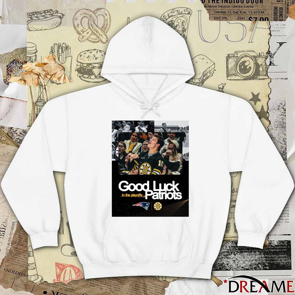 Boston Bruins Good Luck In The Playoffs Patriots Poster t-shirt