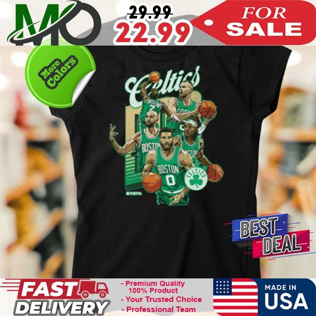 Boston Celtics Starting 5 NBA 2025 Basketball Fan Logo T-Shirt