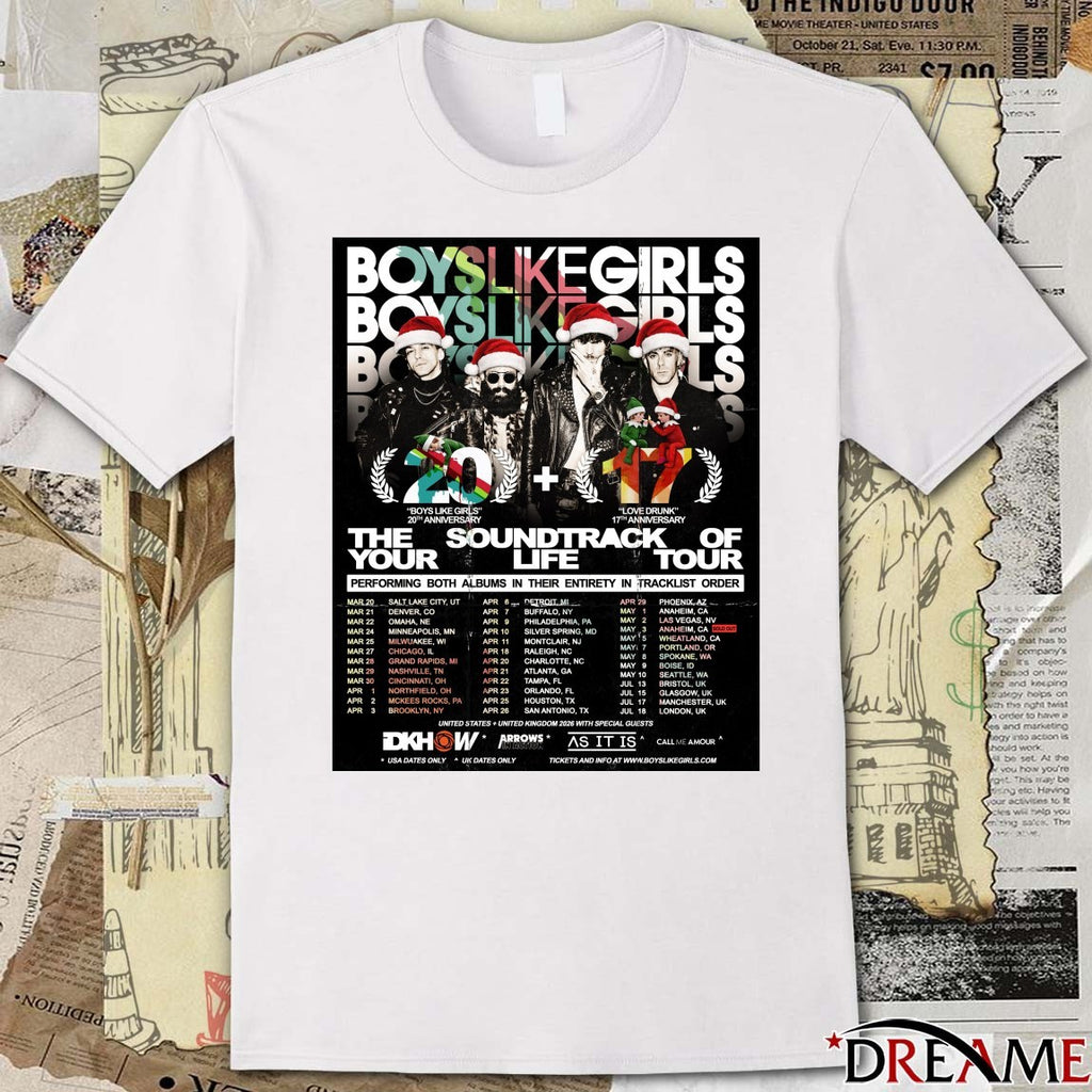 Boys Like Girls The Soundtrack of Your Life 2026 Tour Poster t-shirt