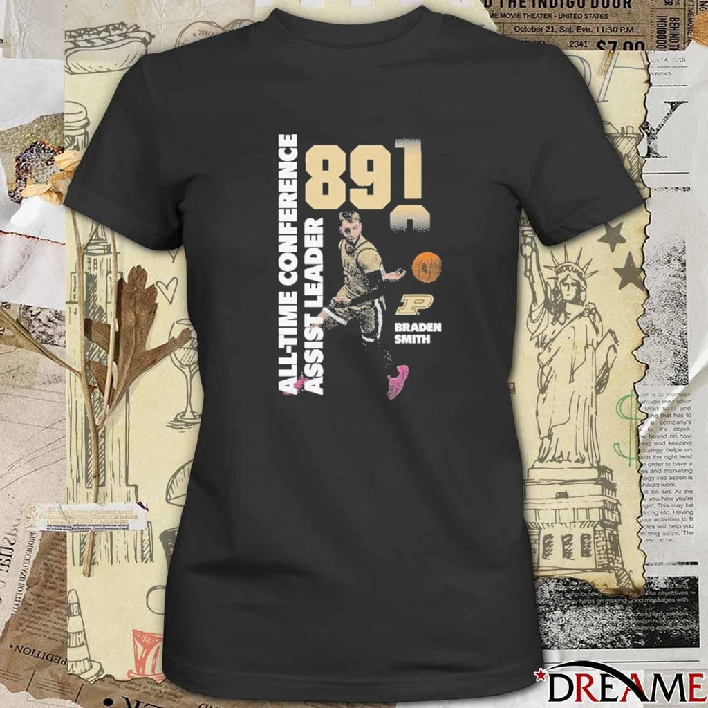 Braden Smith All-Time Conference Assist Leader Purdue Boilermakers t-shirt