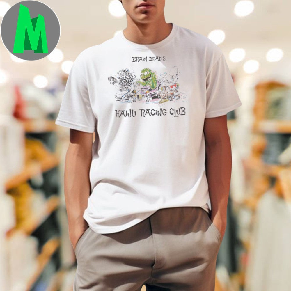 Brain Dead x Godzilla Kaiju Racing Club Graphic T-Shirt Monster Film Fan Tee Streetwear