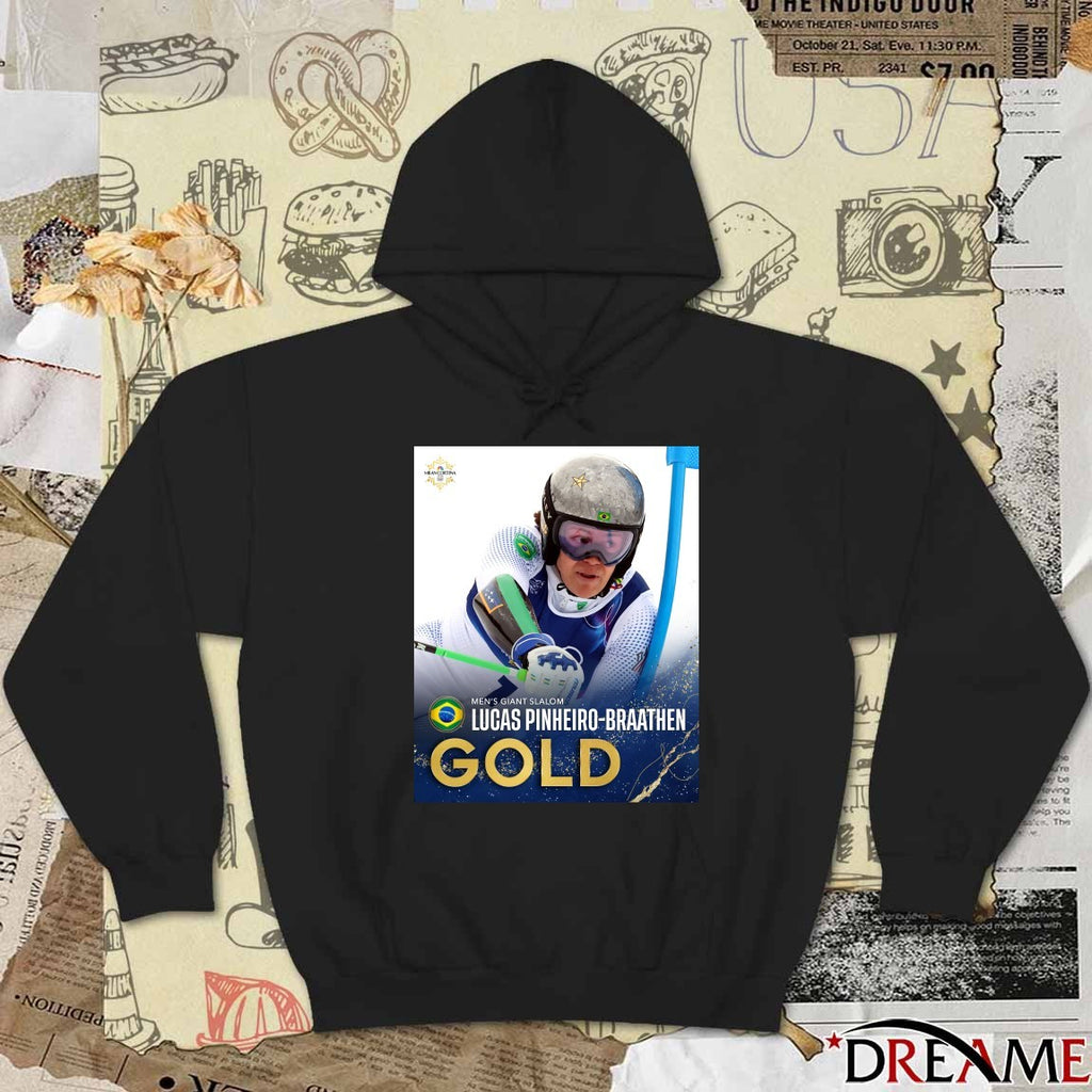Brazil Men’s Giant Slalom Lucas Pinheiro-Braathen Gold Olympics t-shirt