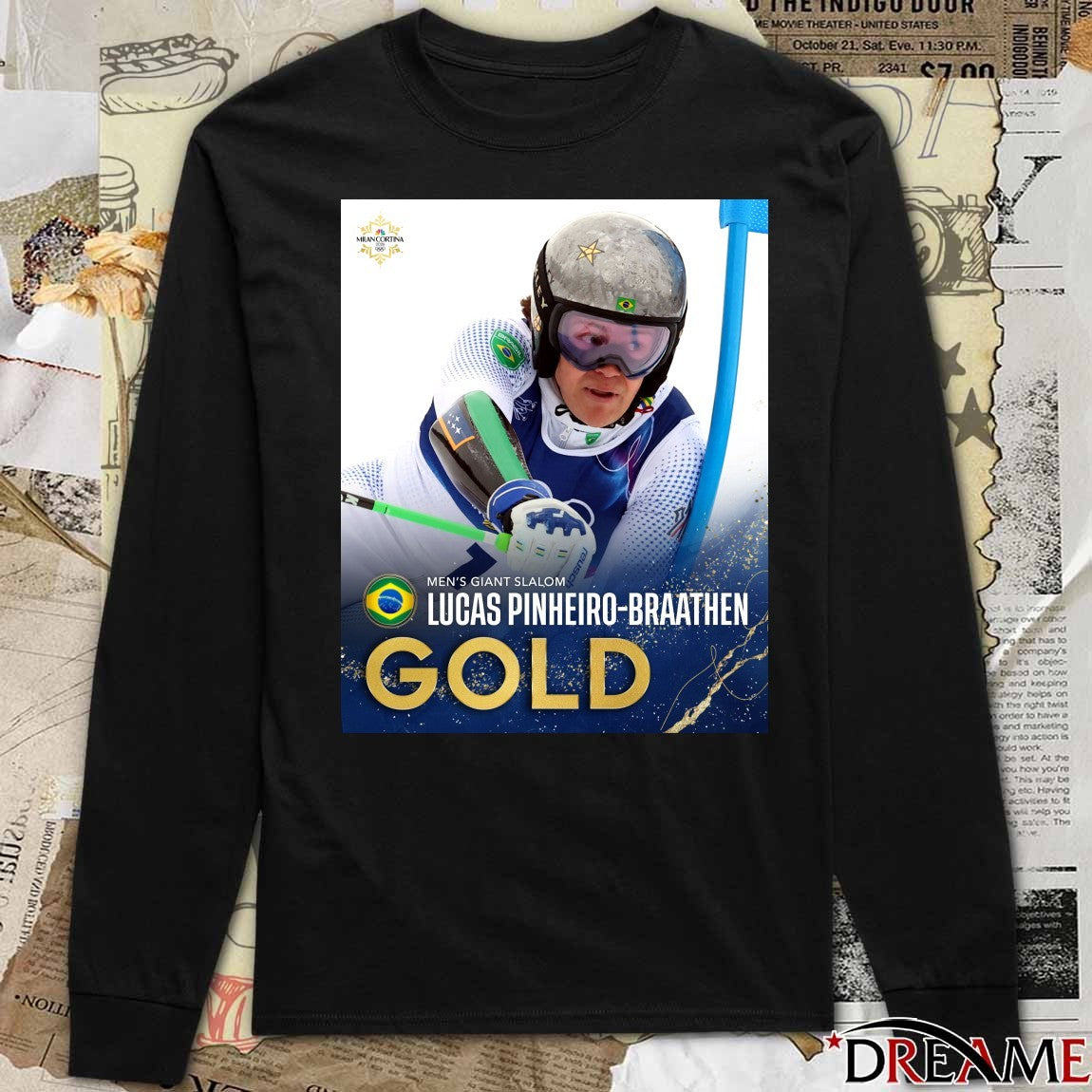 Brazil Men’s Giant Slalom Lucas Pinheiro-Braathen Gold Olympics t-shirt