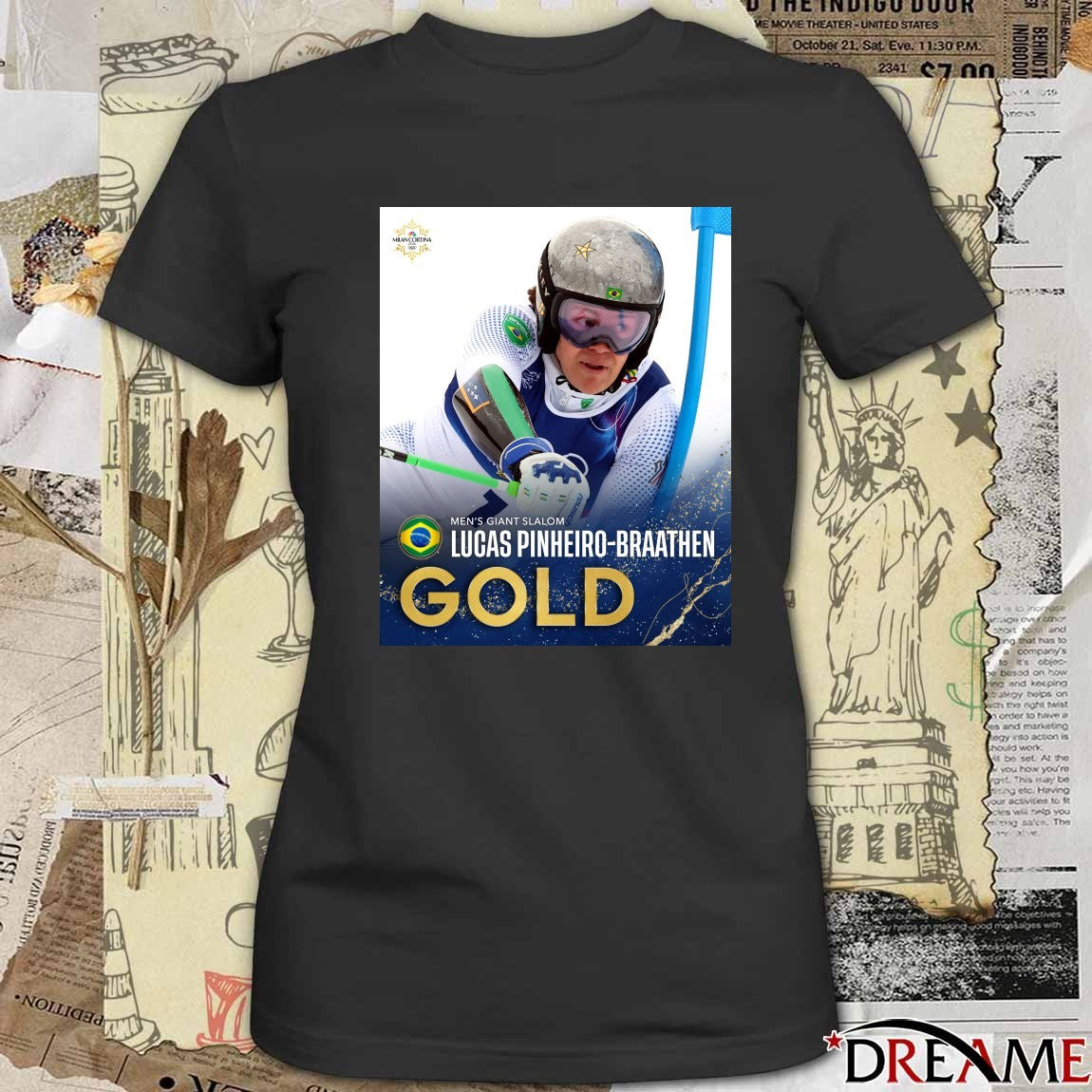 Brazil Men’s Giant Slalom Lucas Pinheiro-Braathen Gold Olympics t-shirt
