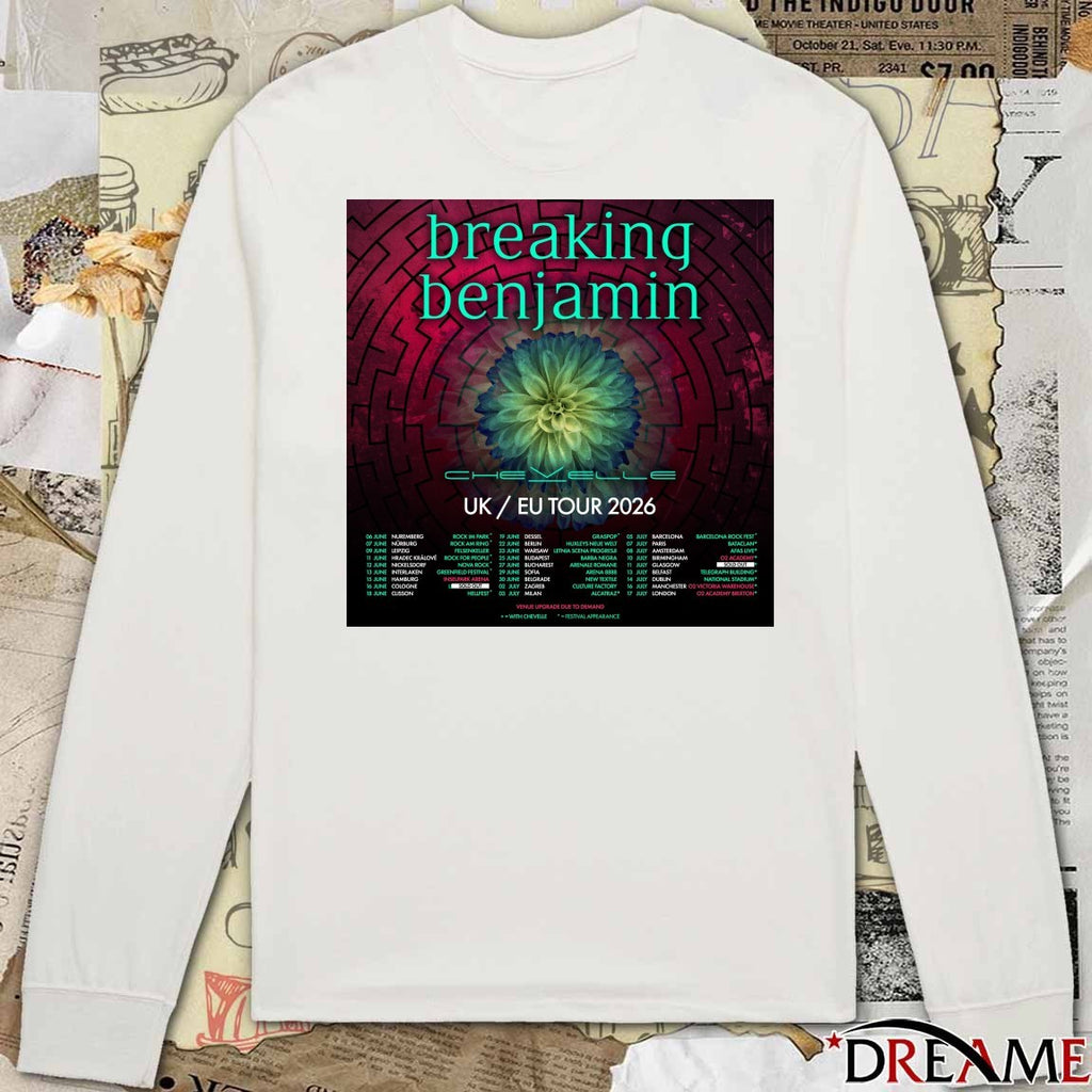 Breaking Benjamin’s 2026 UK EU Tour June 6 – July 17 2026 Poster t-shirt