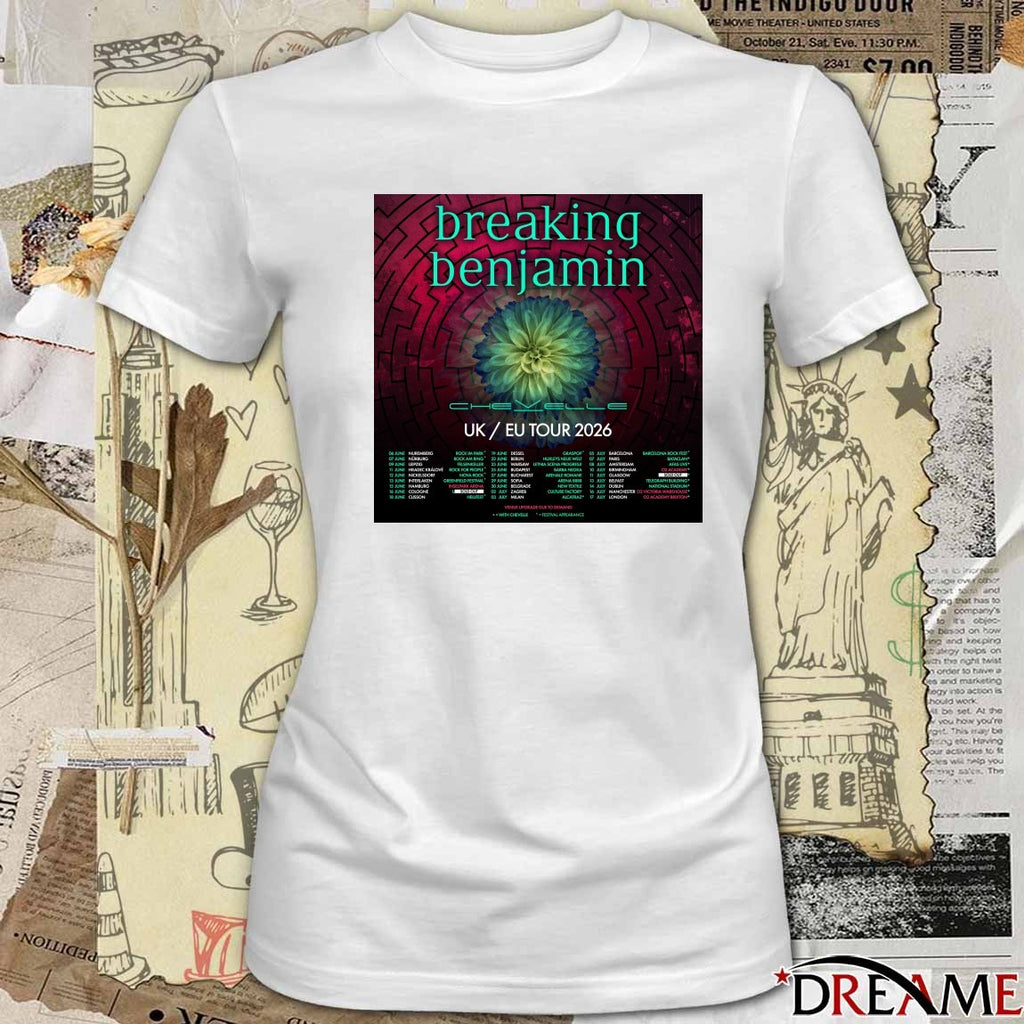 Breaking Benjamin’s 2026 UK EU Tour June 6 – July 17 2026 Poster t-shirt