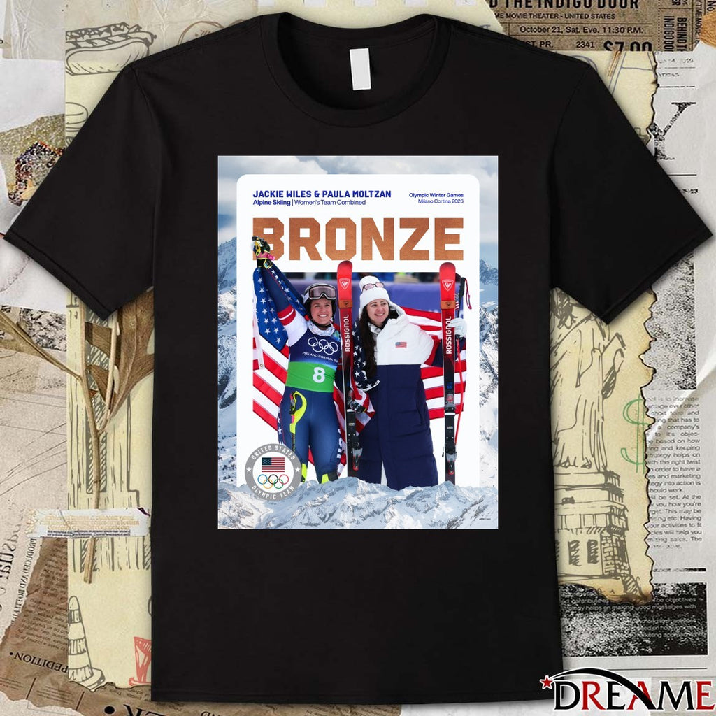 Bronze Jackie Wiles And Paula Moltzan Alpine Skiing Women’s Team Combined 2026 Poster t-shirt