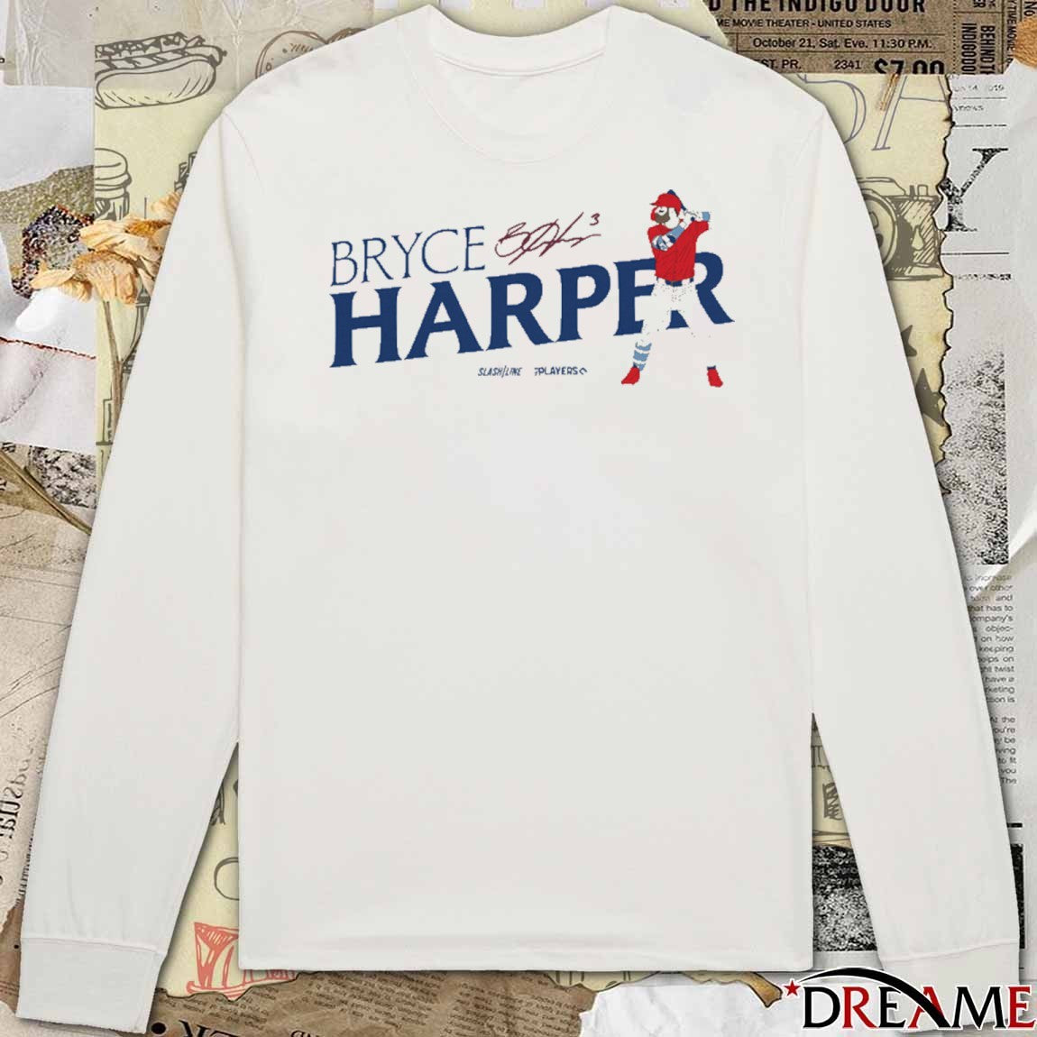 Bryce Harper Philadelphia Phillies MLB Slash Line Signature Painting t-shirt