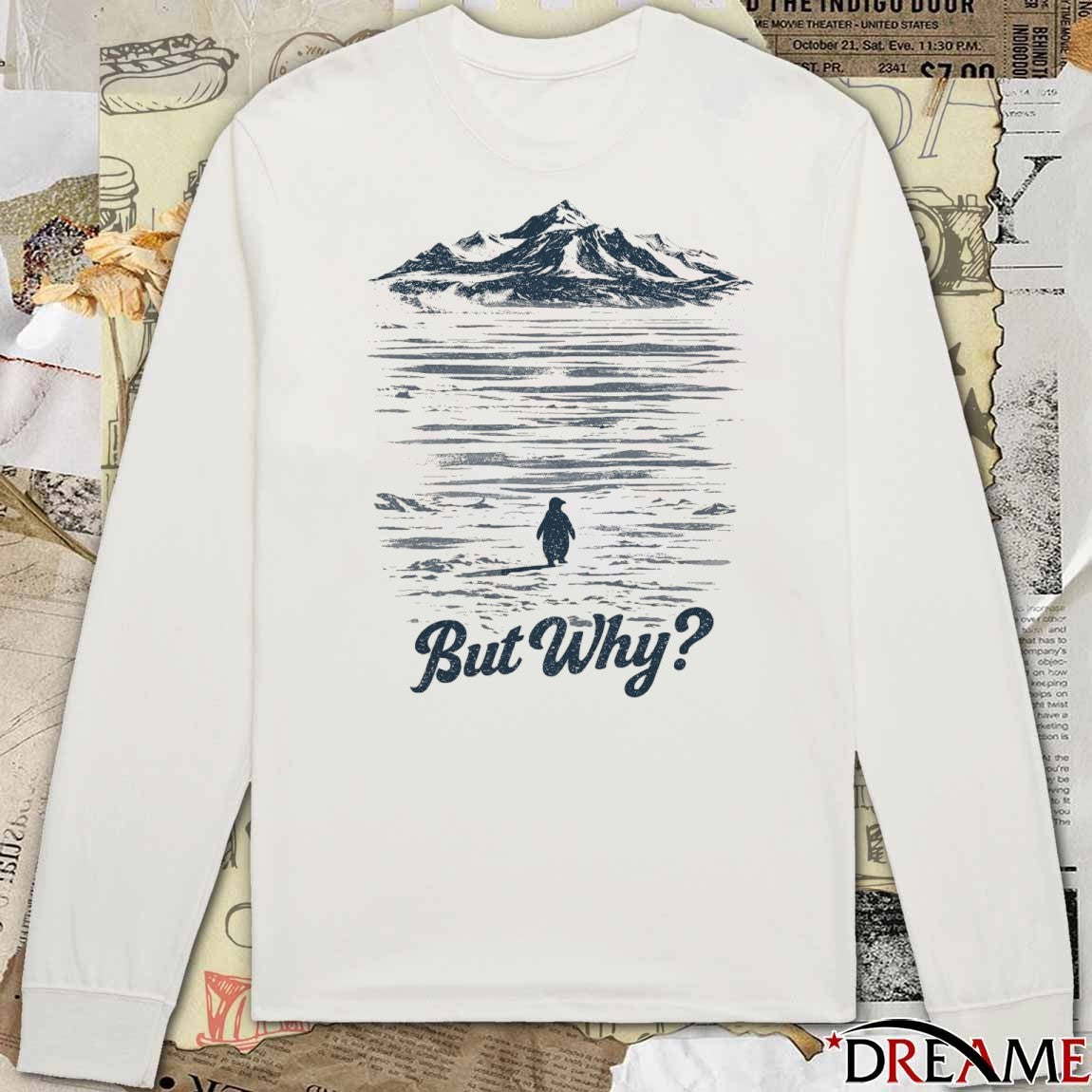 But Why Penguin Meme Vintage t-shirt