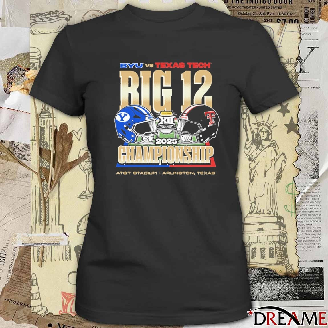 Byu Cougars Vs Texas Tech Red Raiders NCAA 2025 Big 12 Football Championship AT&T Stadium Arlington Texas Helmets t-shirt