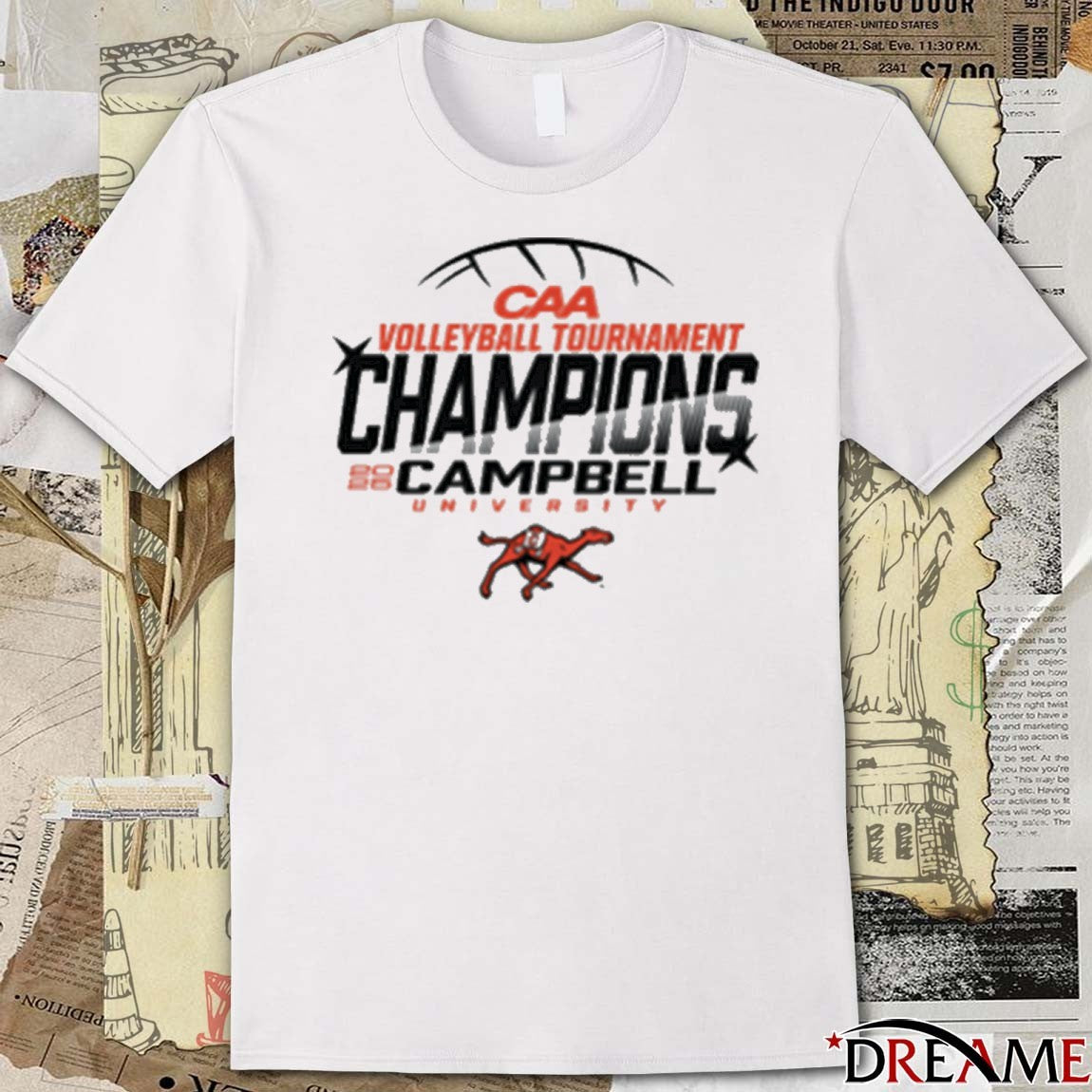 CAA Volleyball Tournament 2025 Campbell University Logo t-shirt
