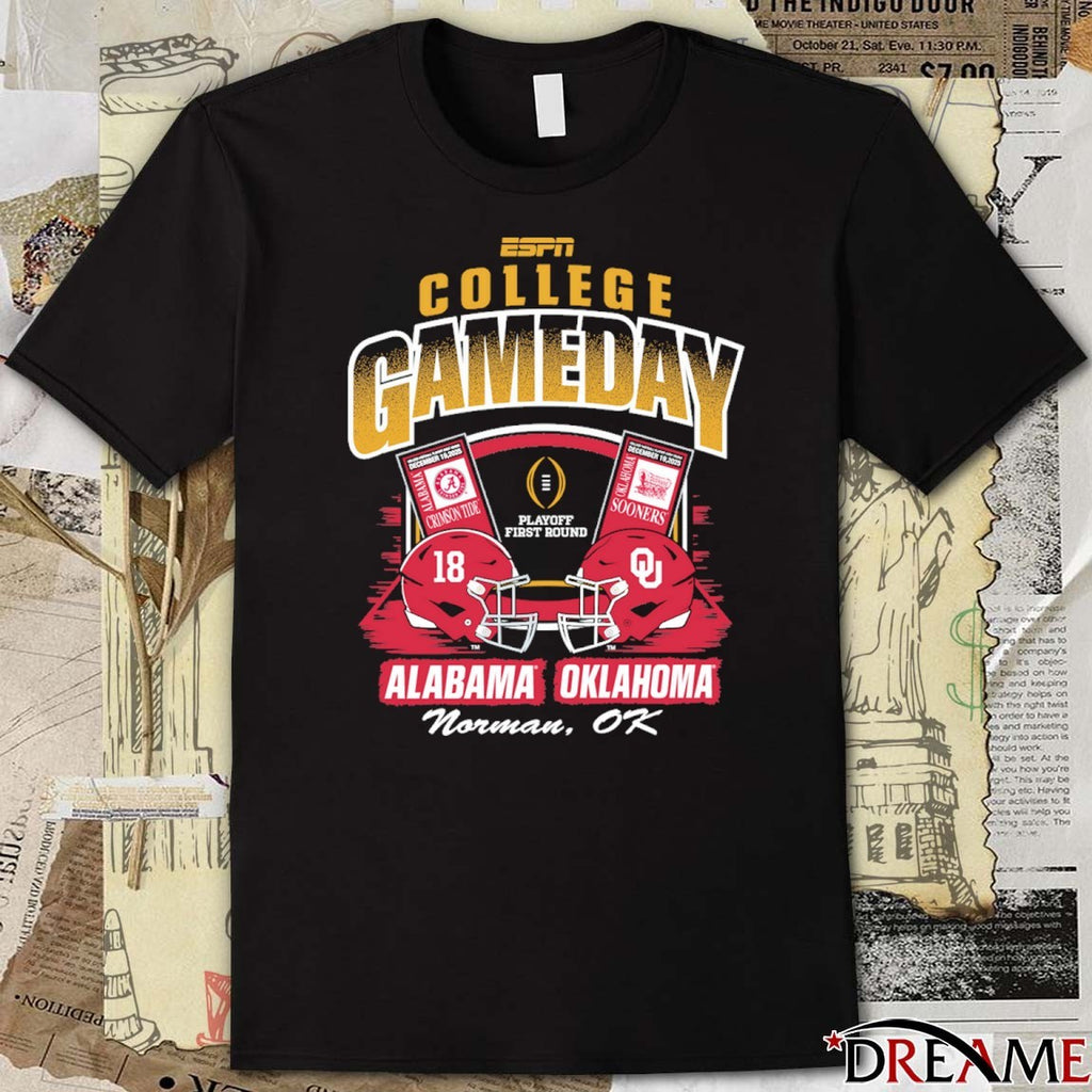 CFP ’25-’26 College Gameday Alabama vs. Oklahoma 1st Round Norman OK Ticket t-shirt