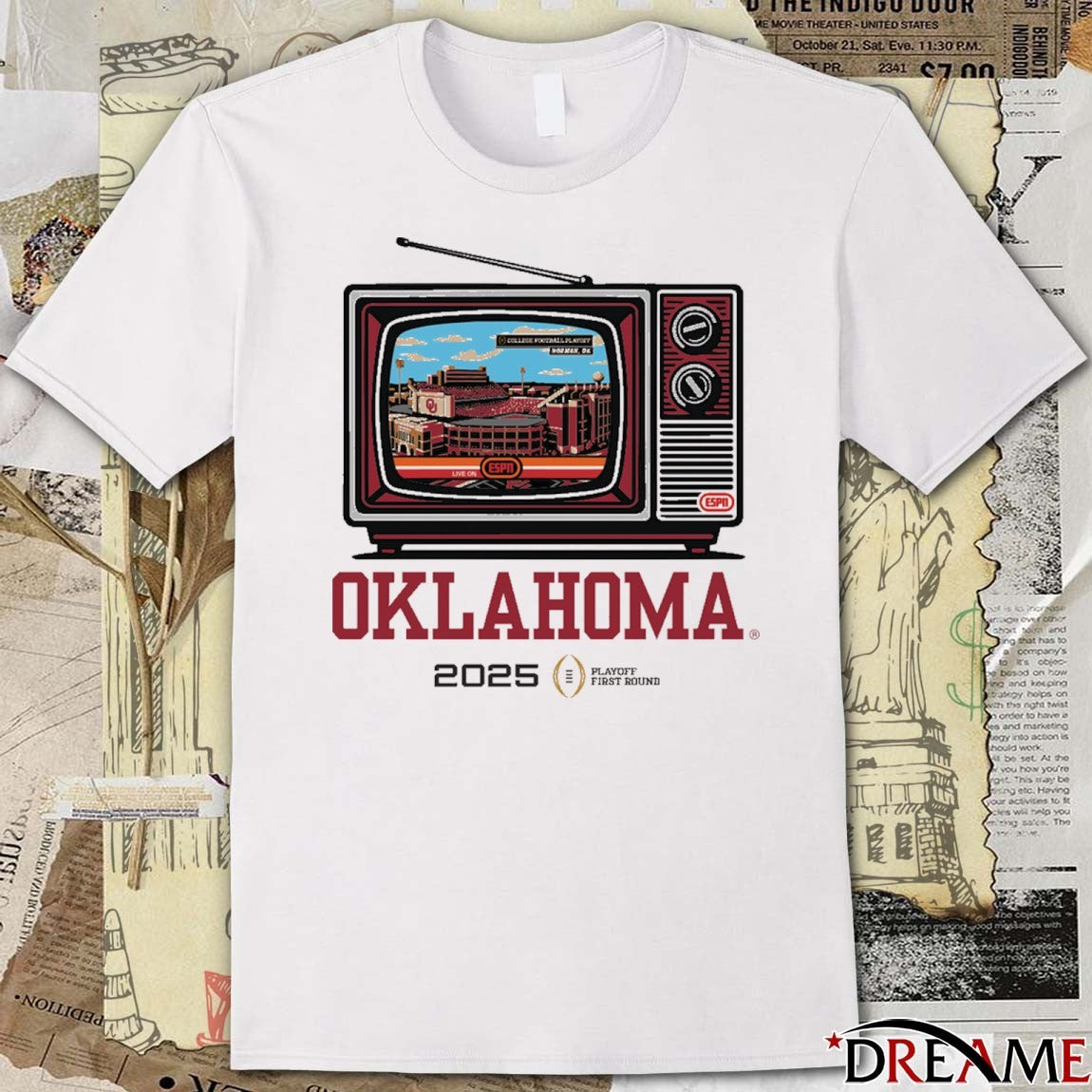 CFP ’25-’26 Oklahoma Sooners TV Stadium Playoff First Round t-shirt