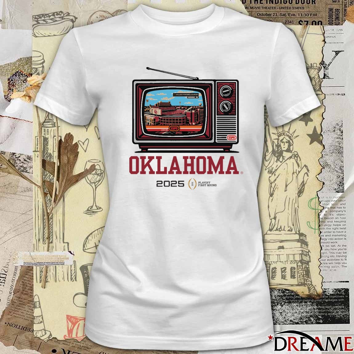CFP ’25-’26 Oklahoma Sooners TV Stadium Playoff First Round t-shirt