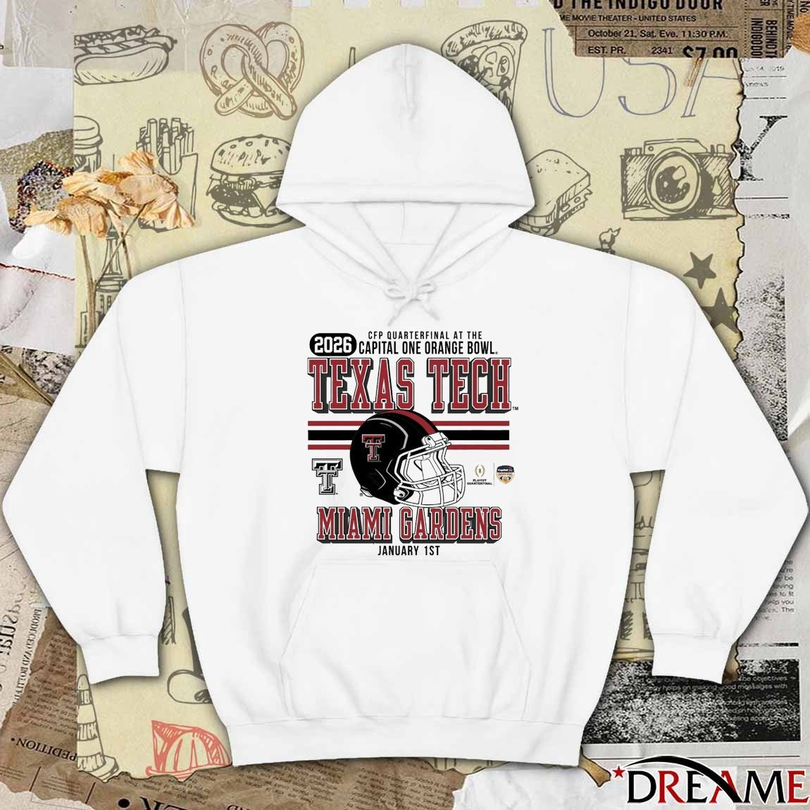 CFP Quatentifianl Orange Bowl Texas Tech University Red Raiders Football 2026 Miami Gardens Jan 1 t-shirt