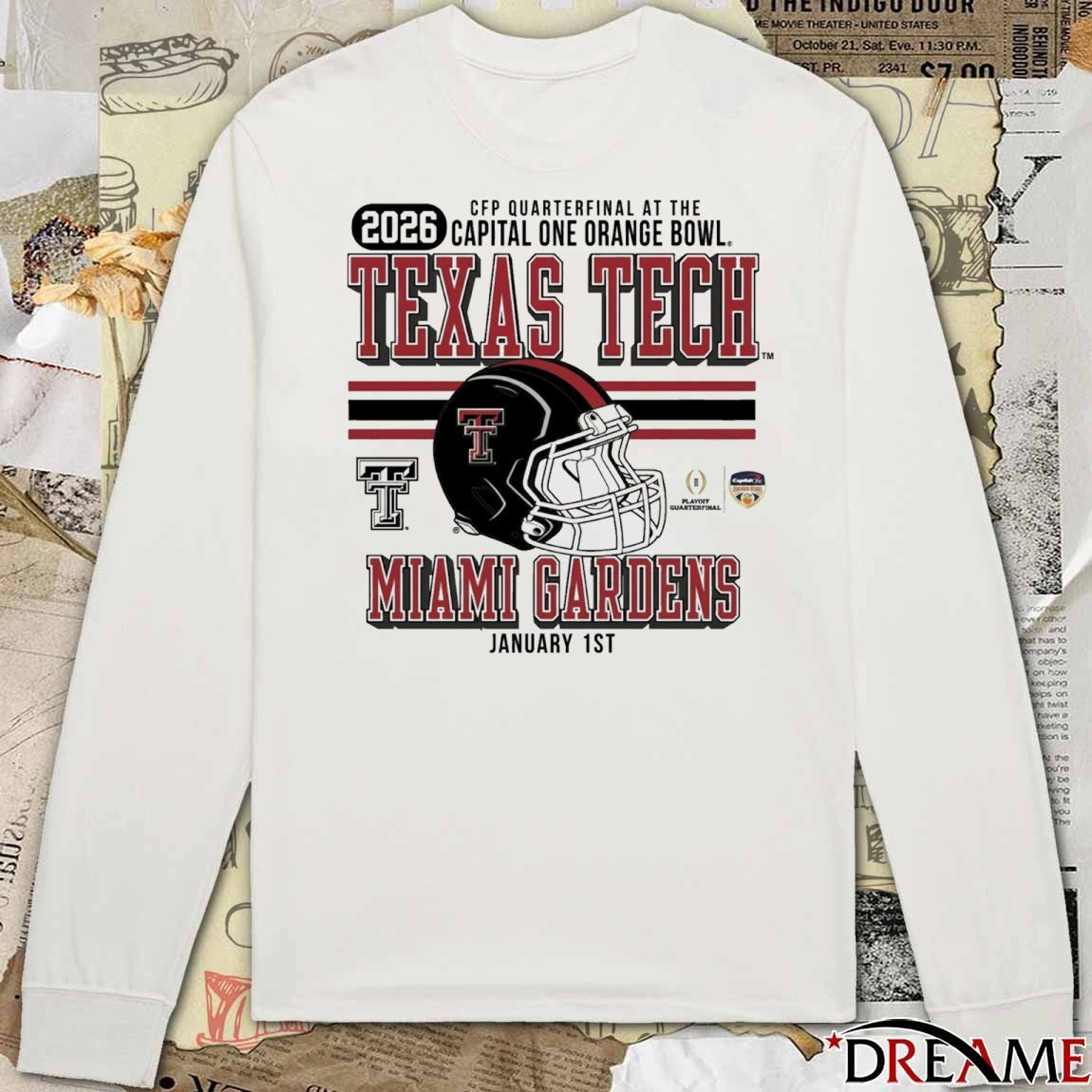 CFP Quatentifianl Orange Bowl Texas Tech University Red Raiders Football 2026 Miami Gardens Jan 1 t-shirt