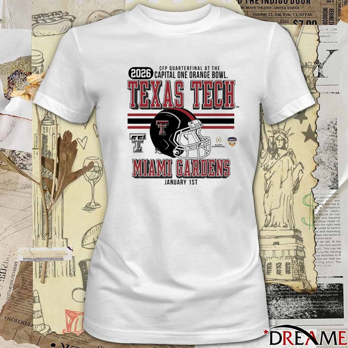 CFP Quatentifianl Orange Bowl Texas Tech University Red Raiders Football 2026 Miami Gardens Jan 1 t-shirt