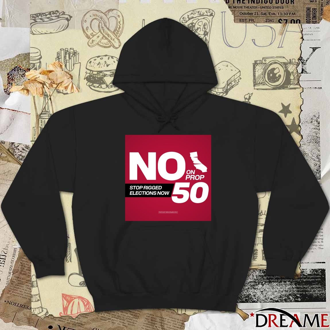 California Republican Party No On Prop 50 Stop Rigged Elections Now 2025 Poster t-shirt