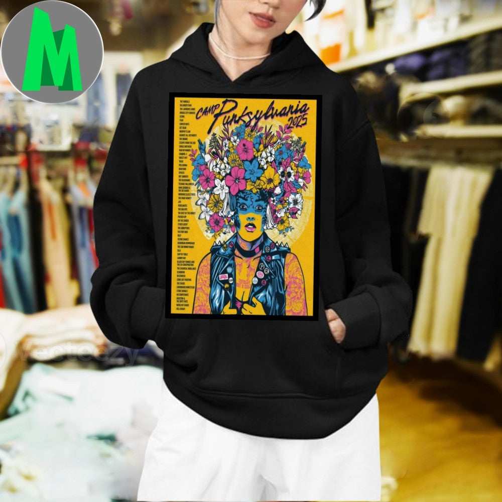 Camp Punksylvania 2025 Festival Poster T-Shirt Music Event Lineup Graphic Tee Yellow