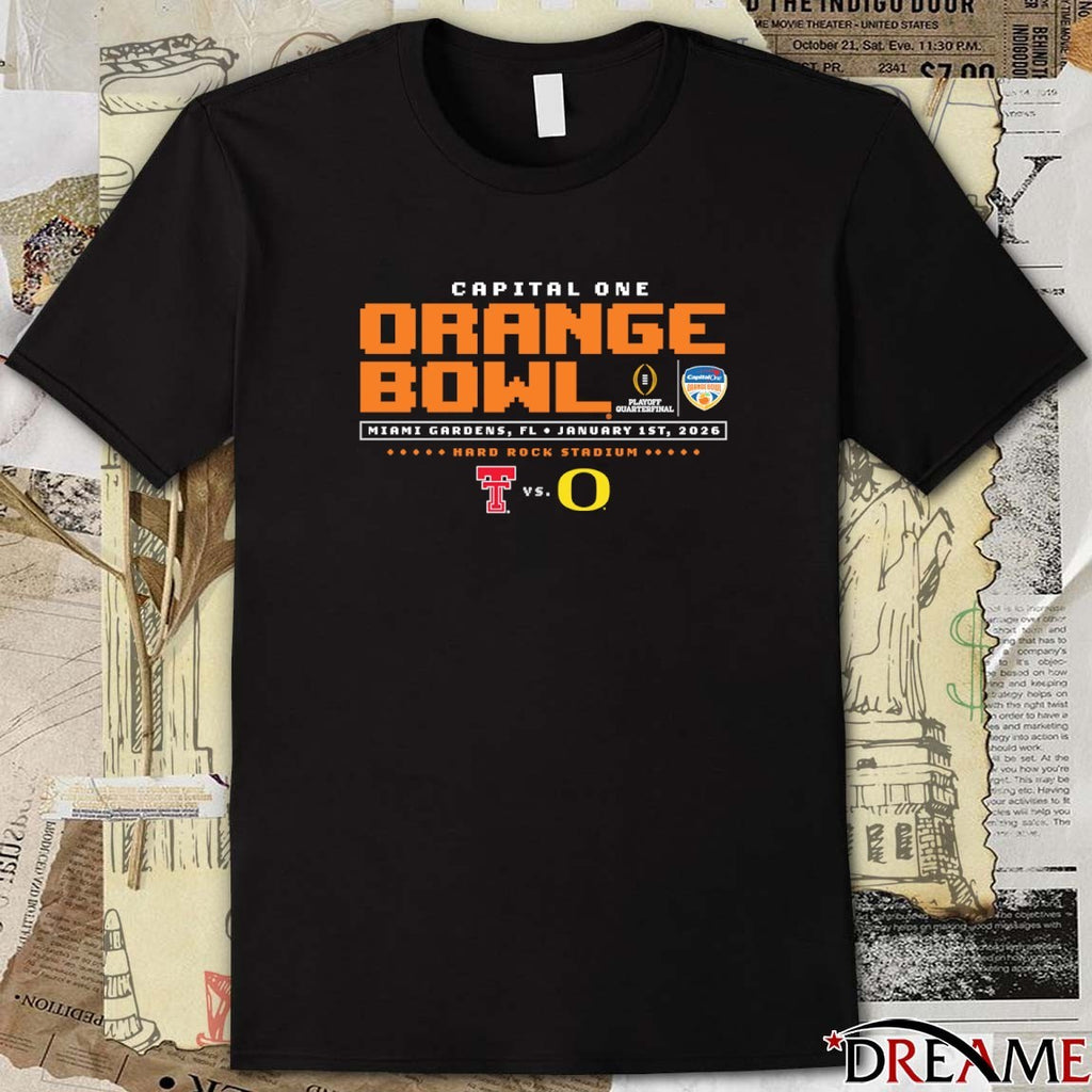 Capital One Orange Bowl Jan 1 2026 Texas Tech Vs Oregon Hard Rock Stadium Miami Gardens FL Duck Hunt t-shirt
