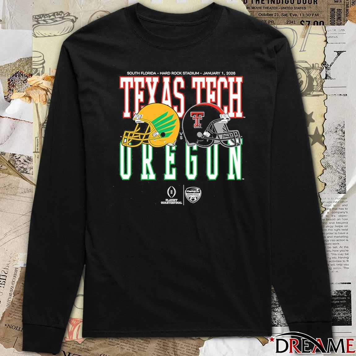 Capital One Orange Bowl January 1 2026 Oregon vs Texas Tech Helmet Matchup t-shirt