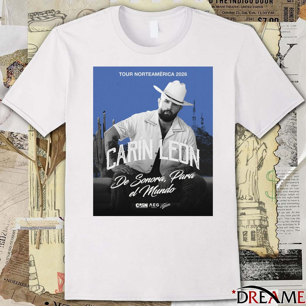 Carin Leon Poster New Tour 2026 De Sonora, Para el Mundo t-shirt