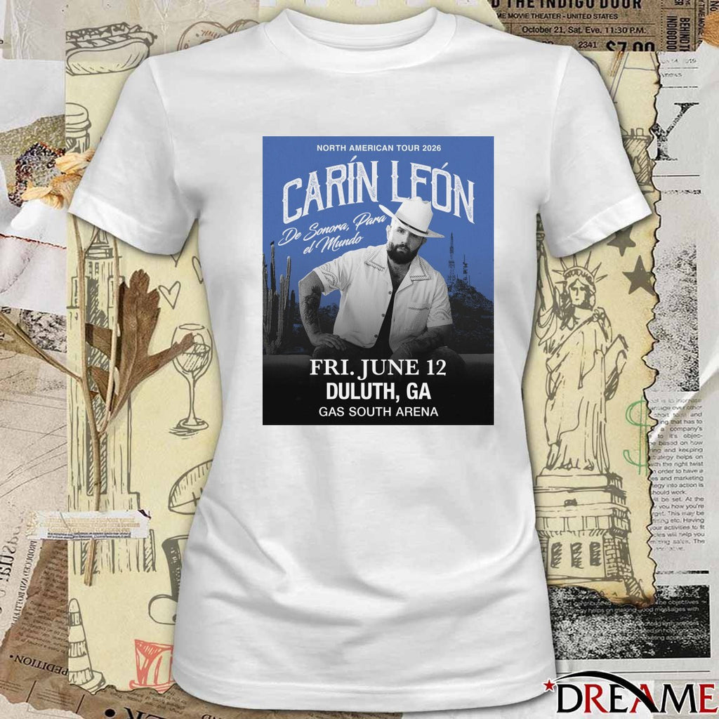 Carin Leon Poster New Tour Fri. June 12 Duluth, Ga Gas South Arena t-shirt
