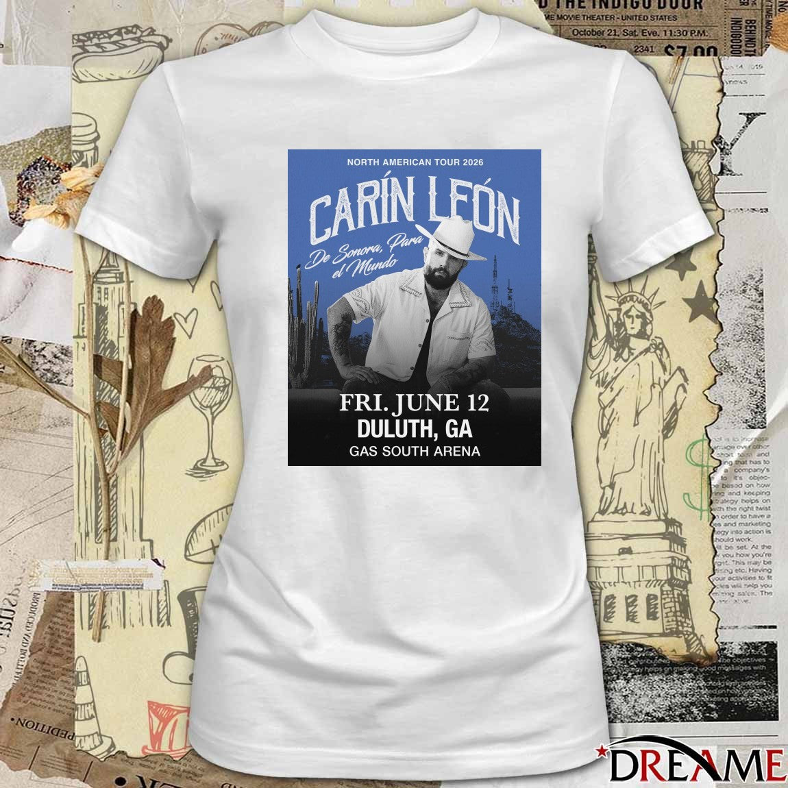 Carin Leon Poster New Tour Fri. June 12 Duluth, Ga Gas South Arena t-shirt